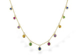 14KYG Rainbow Gemstone Stationed Necklace - 18"